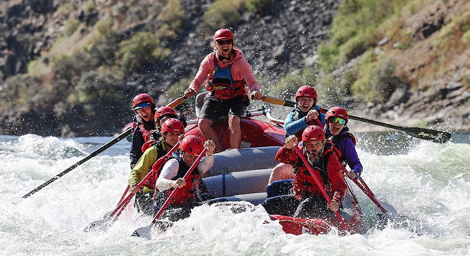 Rafting gear checklist in action as paddlers ride whitewater rapids on the Middle Fork of the Salmon River